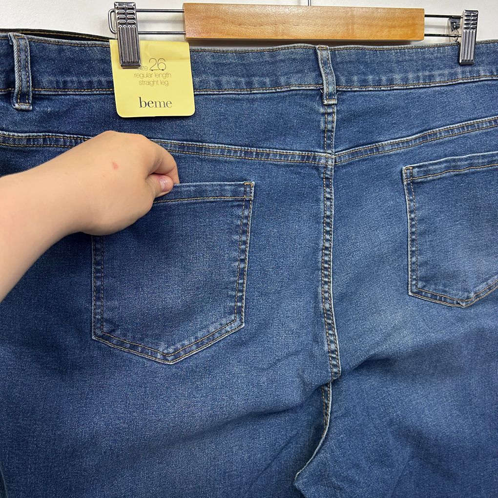 Beme Blue Straight Leg Regular Length Plus Size Jeans - Size 26