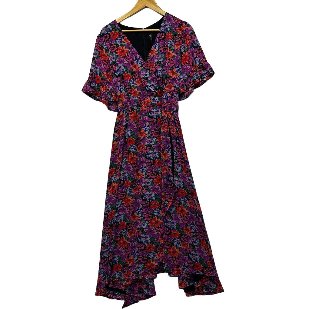 Taking Shape Multicoloured Floral Wrap Dress - Size 20