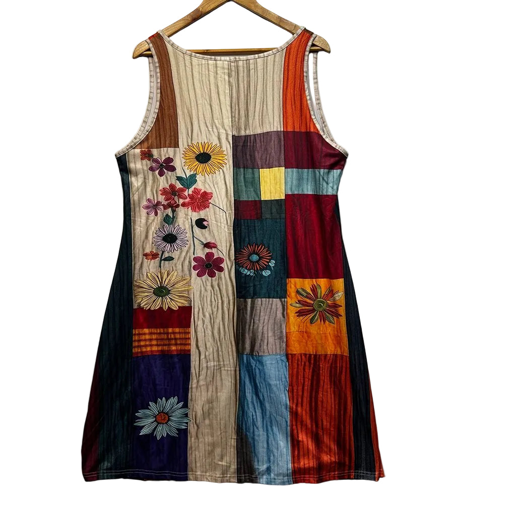 Multicoloured Patchwork Dress - Size 2XL