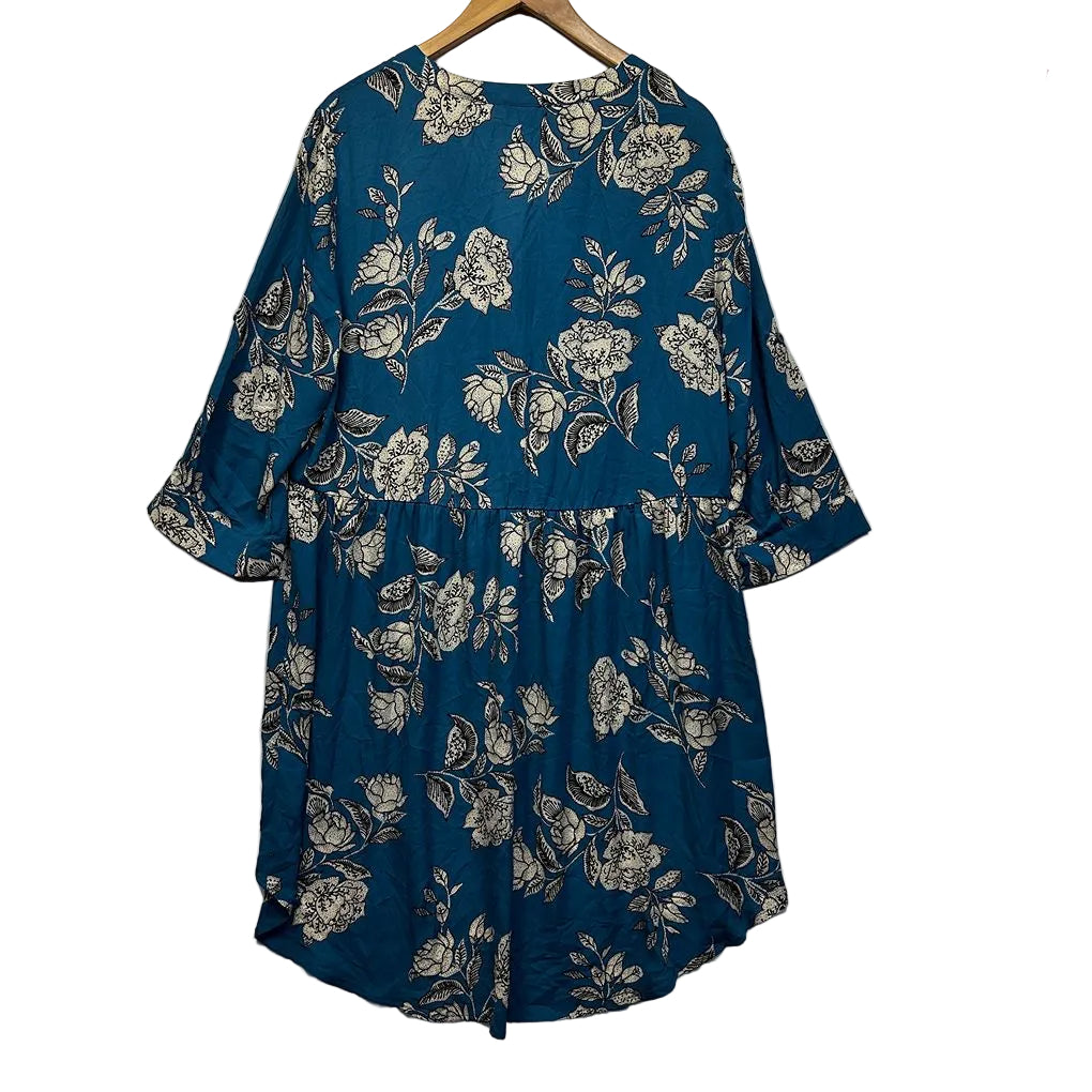 Autograph Blue Floral Plus Size Tunic Top - Size 16