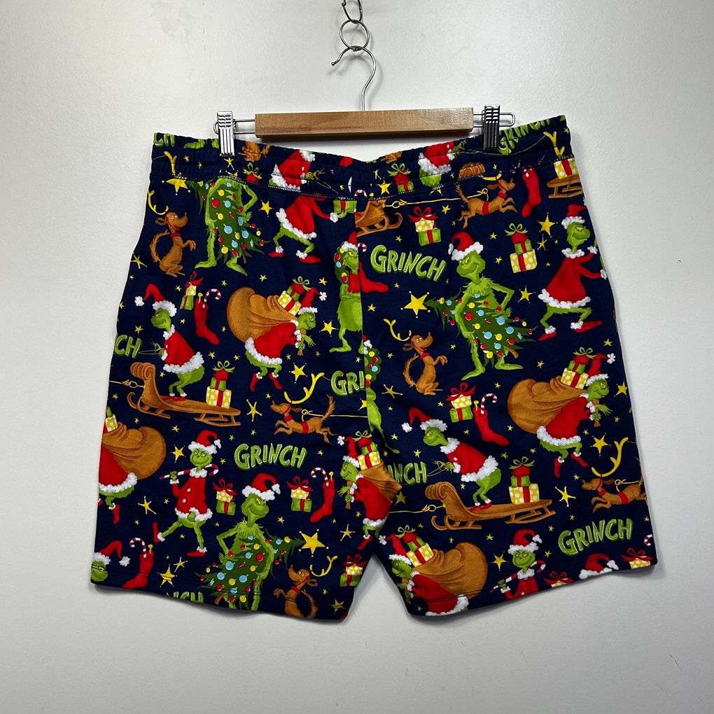 The Grinch Peter Alexander Navy Christmas Cotton Pyjama Mens Shorts - Size XL