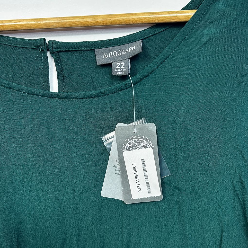Autograph Green Short Sleeve Dress - Size 22