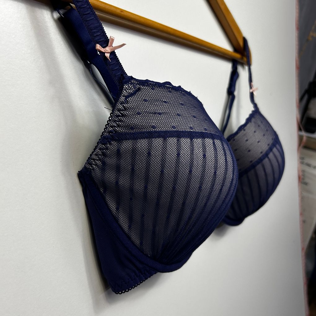 M&S Navy Lace Bra - Size 16D