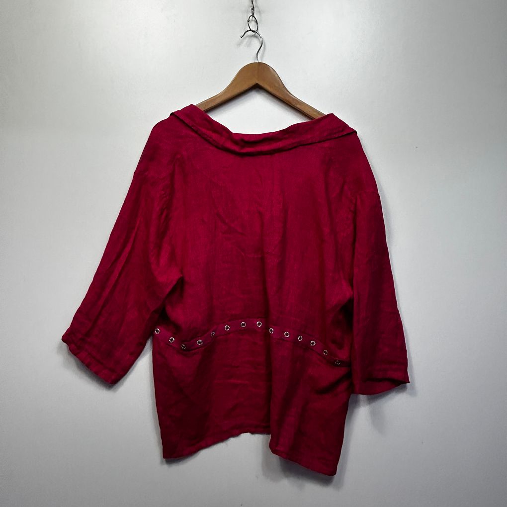 Donna Donna Italian Pink Linen Top - One Size 12/14/16