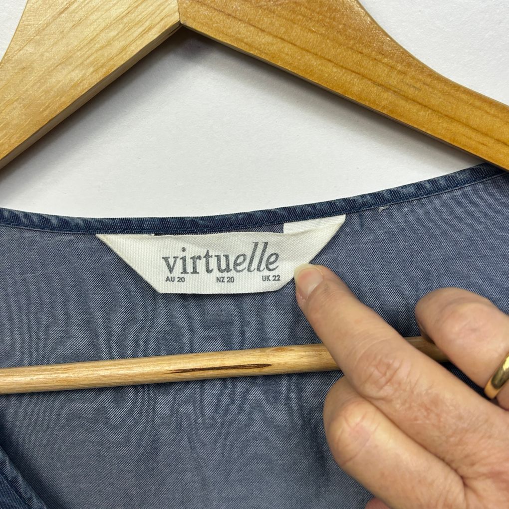 Virtuelle Blue Plus Size Chambray Cold Shoulder Top - Size 20