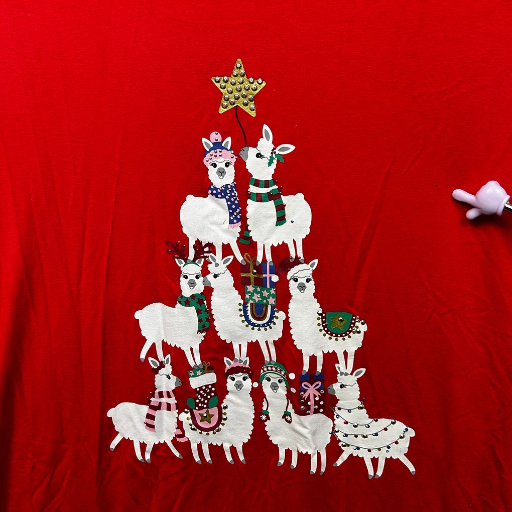 Red Llama Christmas Top - Size 18/20
