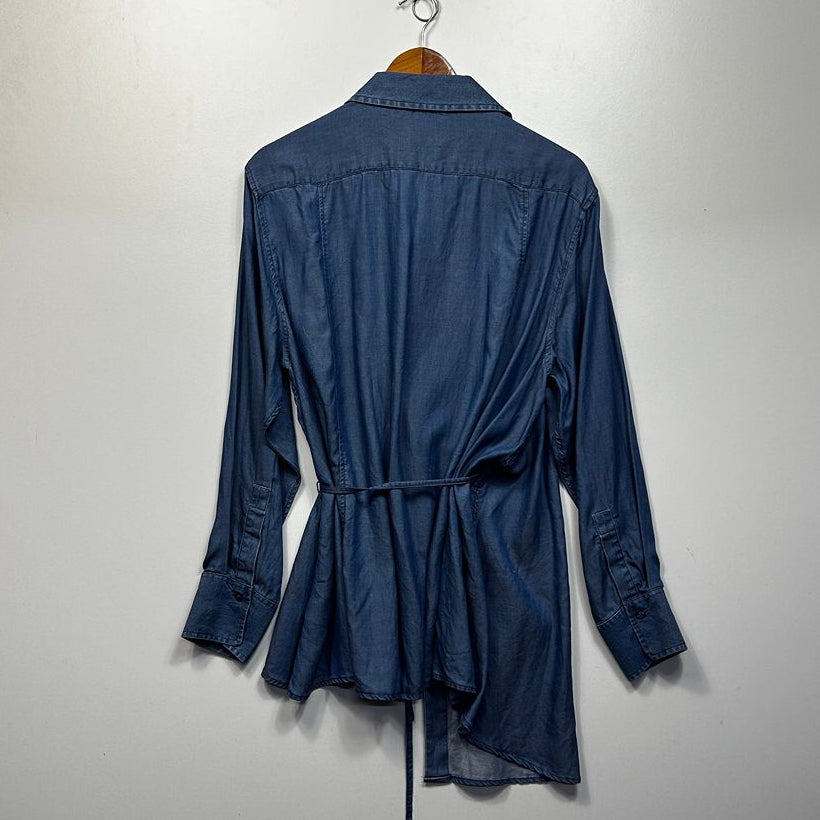 Target Blue Chambray Button Up Wrap Top - Size 16