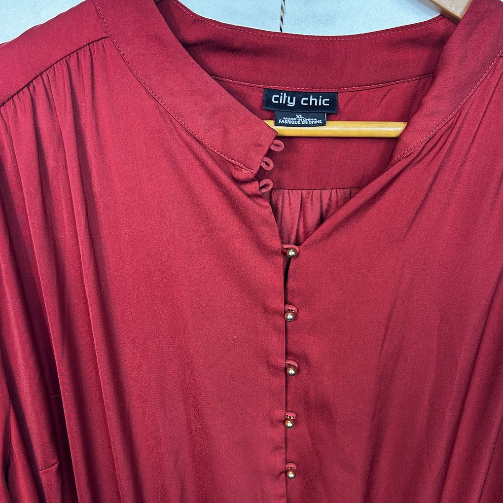 City Chic Red Pleated Maxi Dress - Size 22/XL