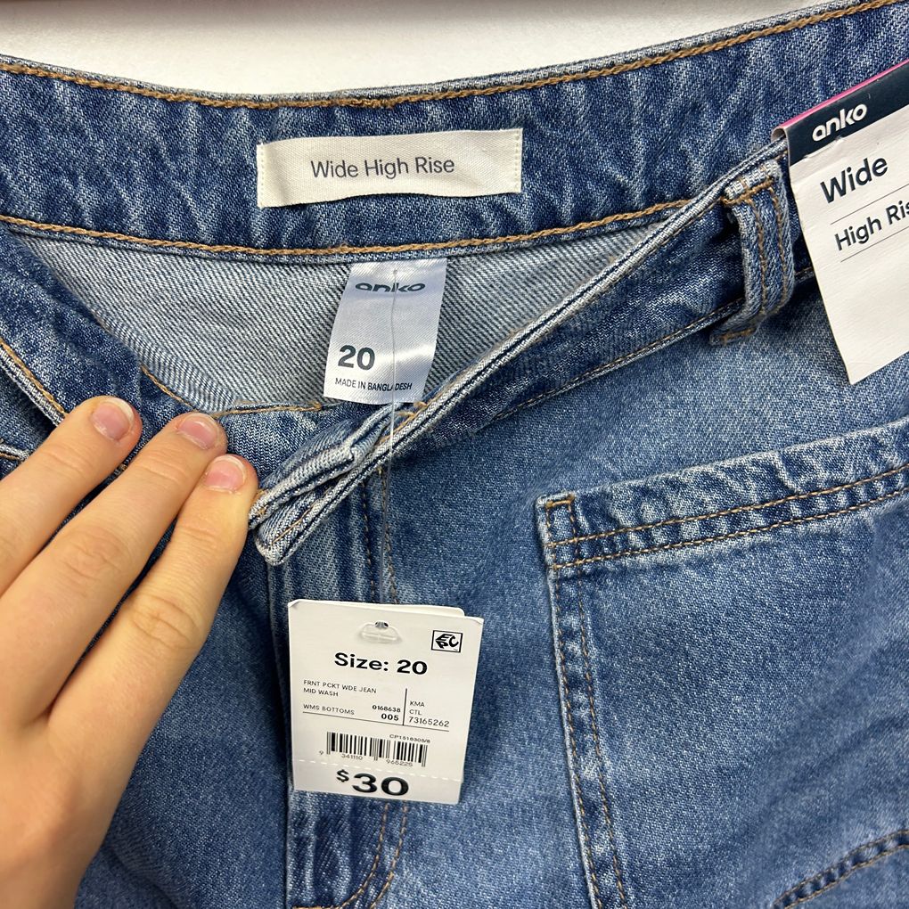 Anko Blue Plus Size Wide Leg Jeans - Size 20