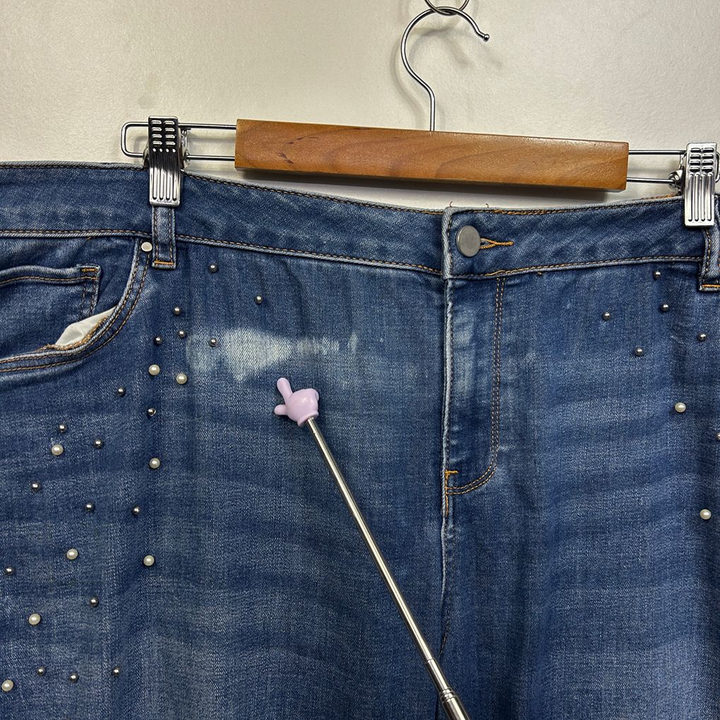 Rivers Blue Plus Size Embellished Jeans - Size 20