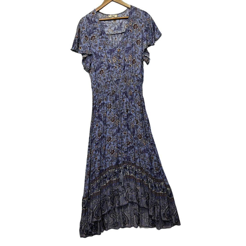 M&L Fashion Purple Floral Boho Maxi Dress - Size 16