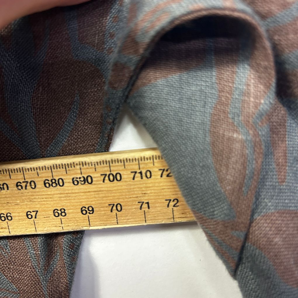 Italian Brown Grey Print Linen Top - Size 16/18