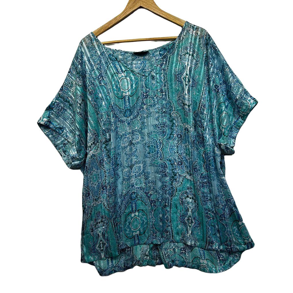 Autograph Teal Paisley Top - Size 22