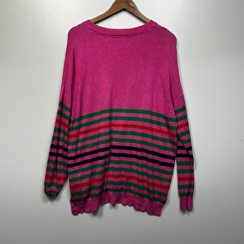Rockmans Pink Striped Jumper - Size XL