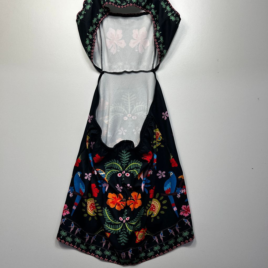 Shein Black Tropical Print Cut-Out Dress - Size 3XL