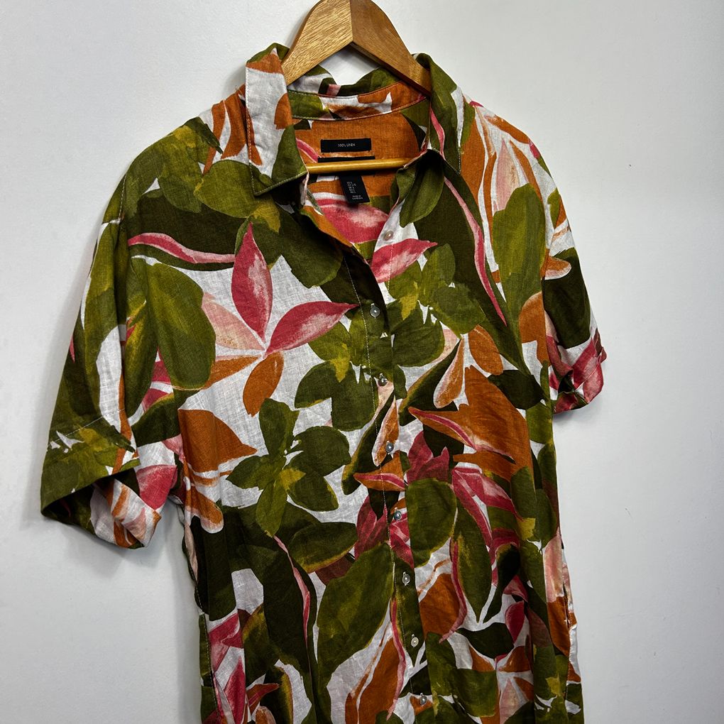 Tahari Green Linen Shirt Dress - Size L