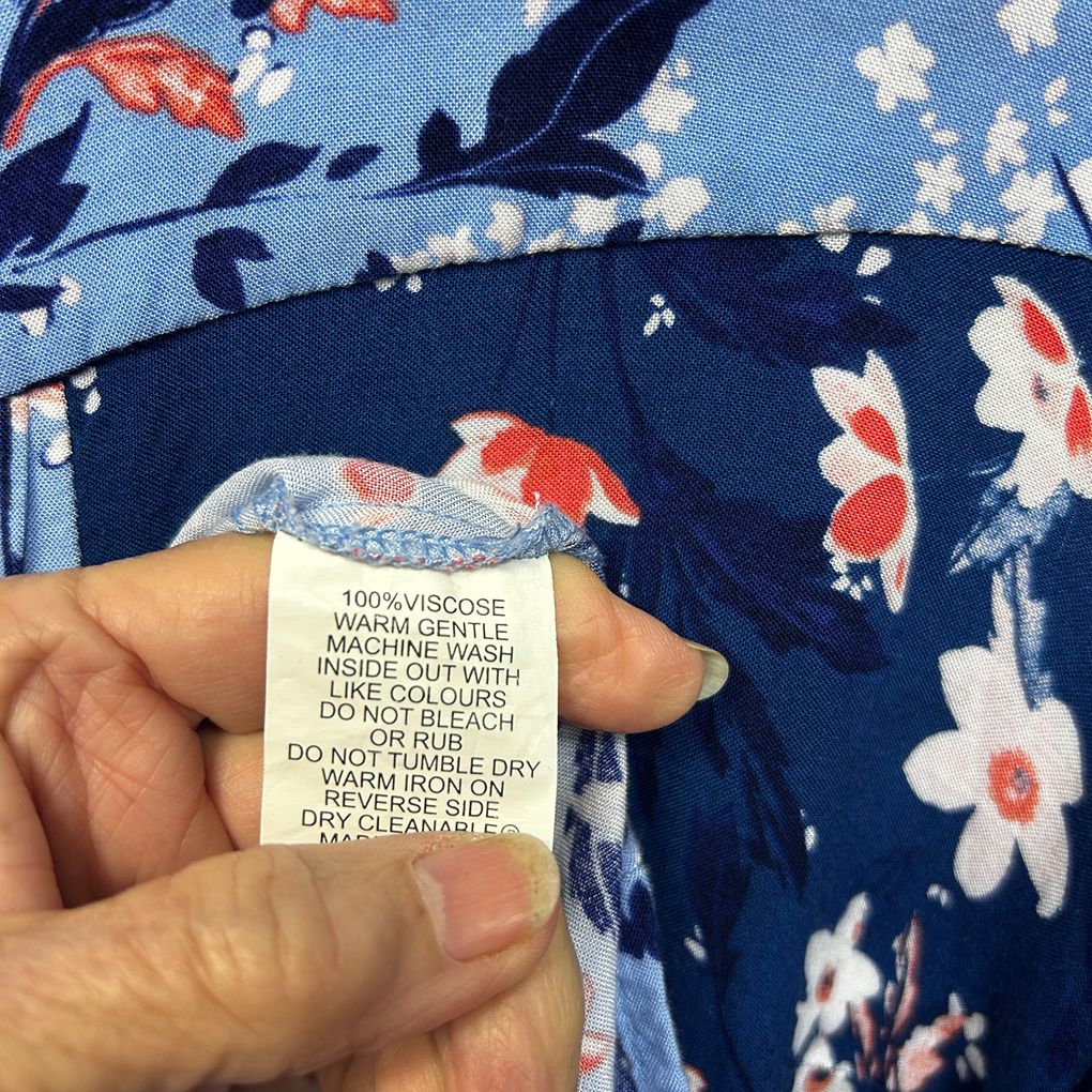 Regatta Blue Floral Short Sleeve Top - Size 16