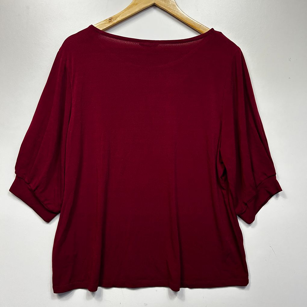 Khoko Berry Red Plus Size Short Sleeve Top - Size 18