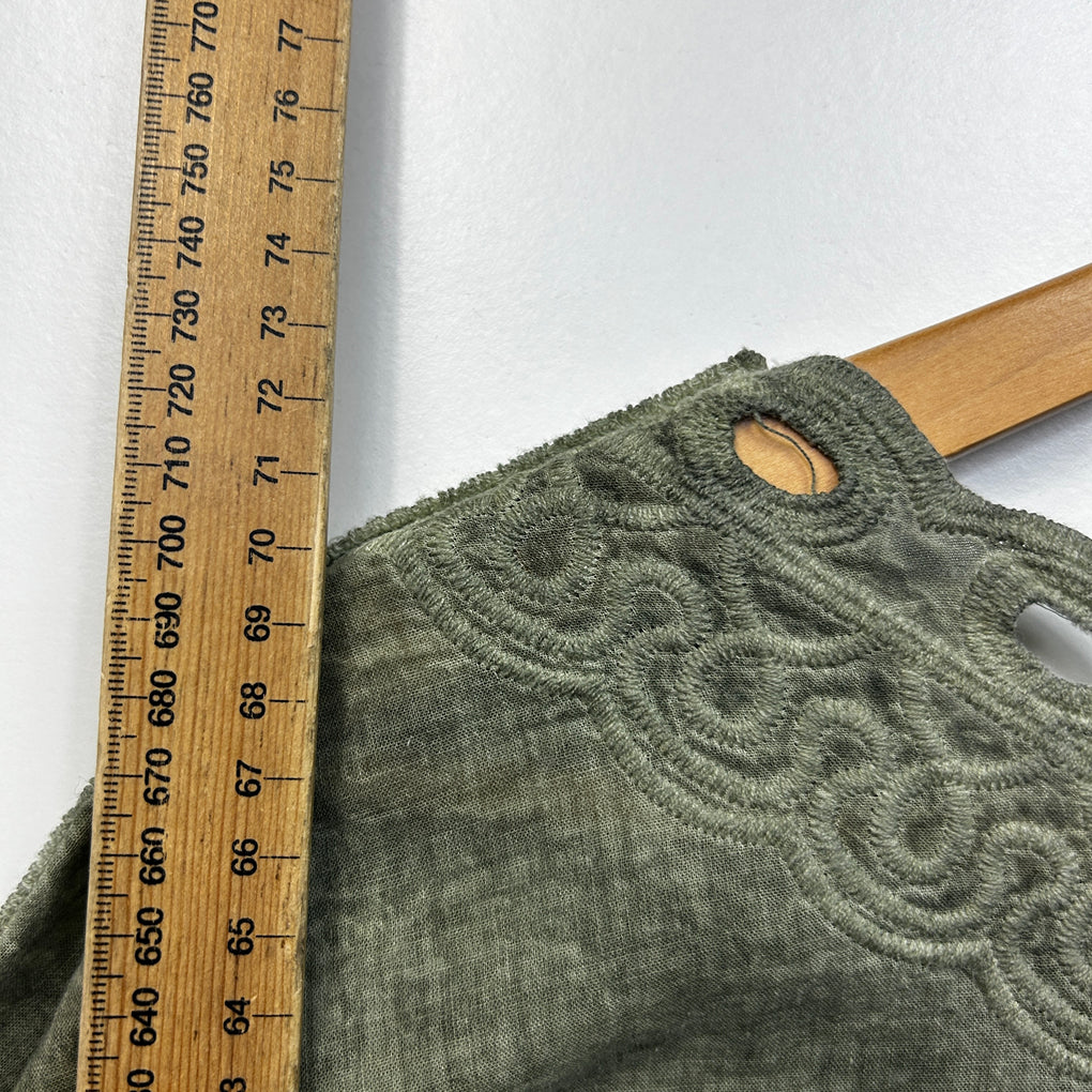 Olive Embroidered Boho Top - Size 14/16
