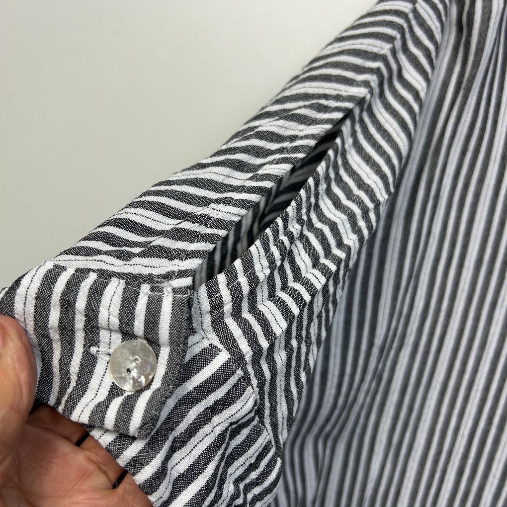 Autograph Black and White Striped Button Up Shirt - Size 18 (fault)