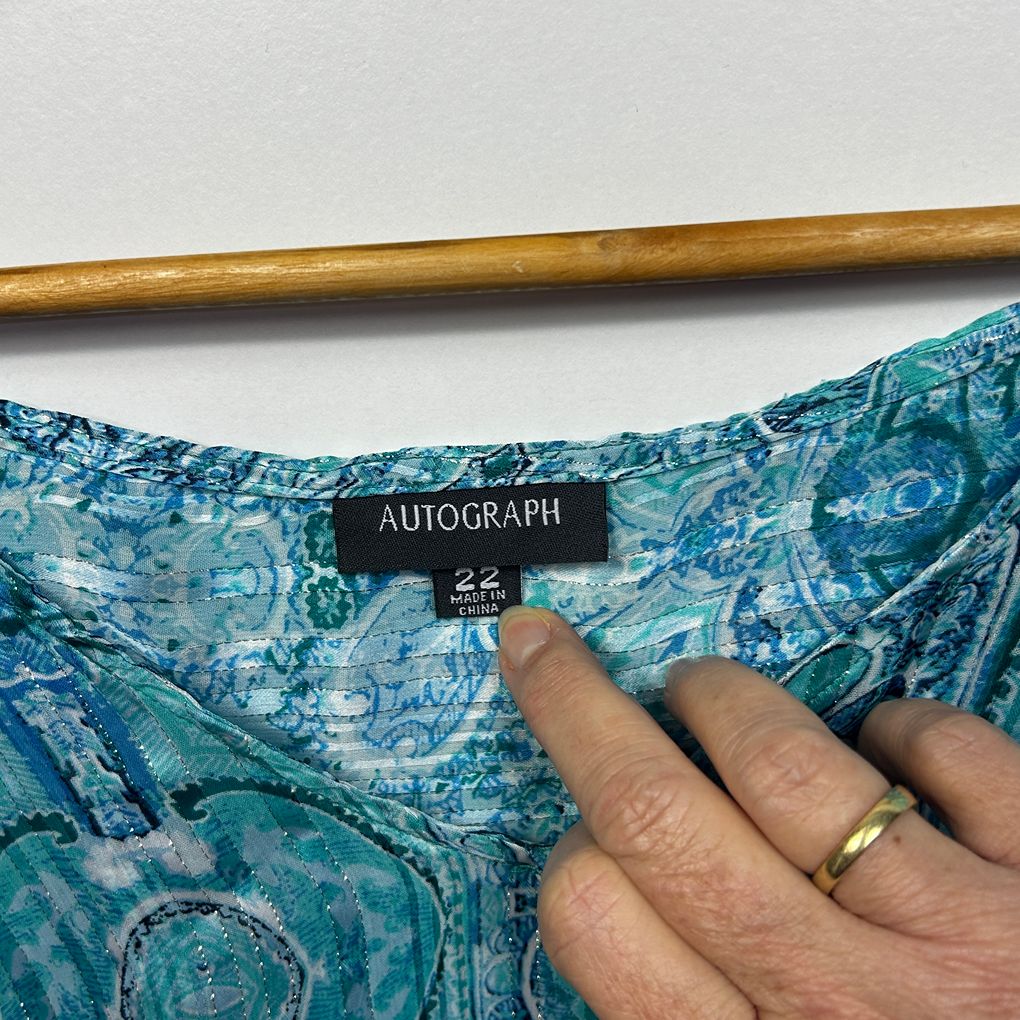 Autograph Teal Paisley Top - Size 22