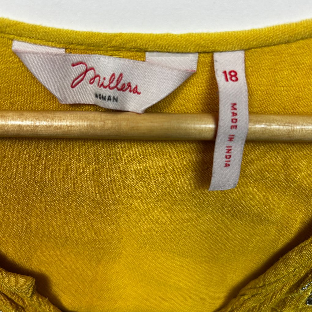 Millers Yellow Beaded Top - Size 18