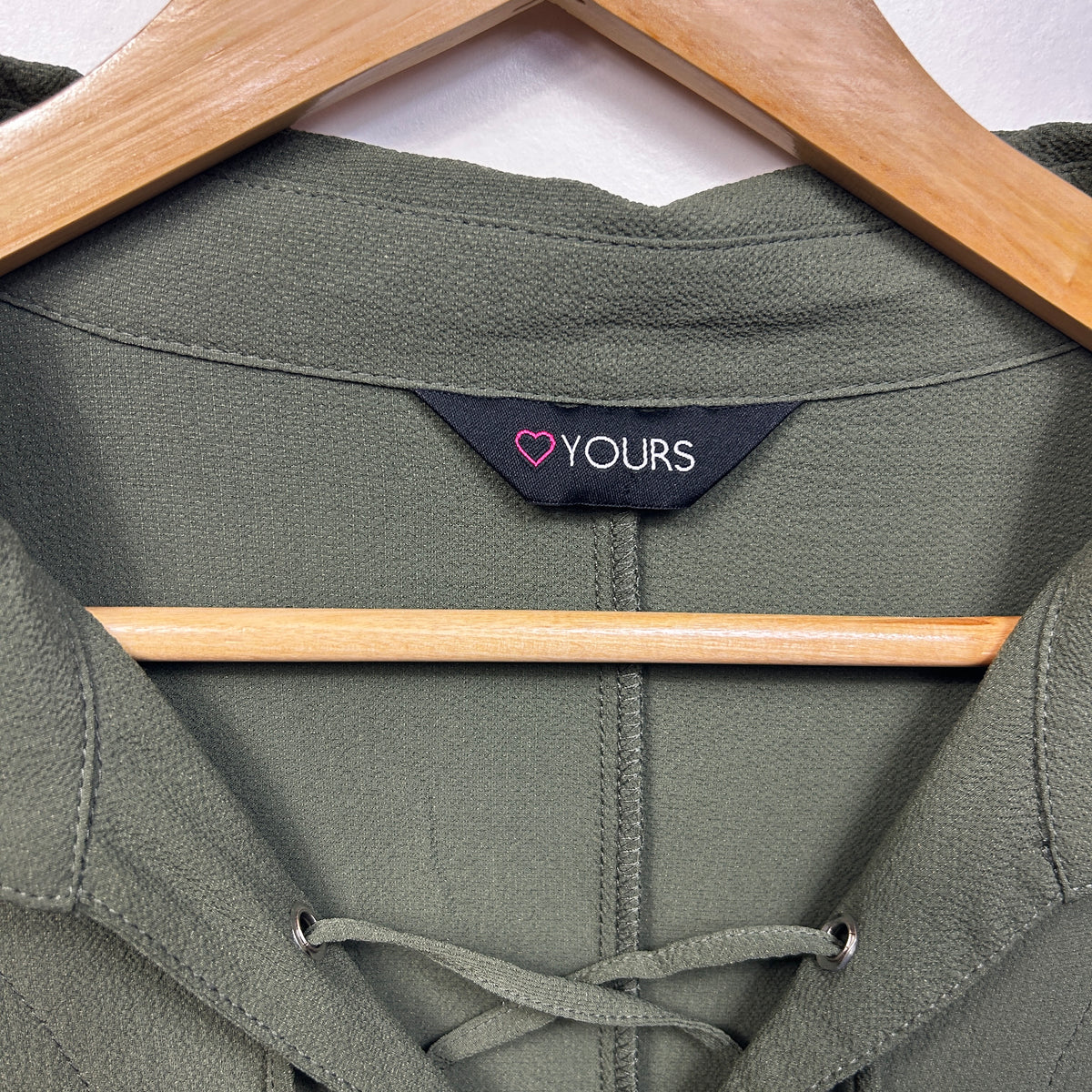 Yours Khaki Plus Size Lace Up Tunic Top - Size 26-28