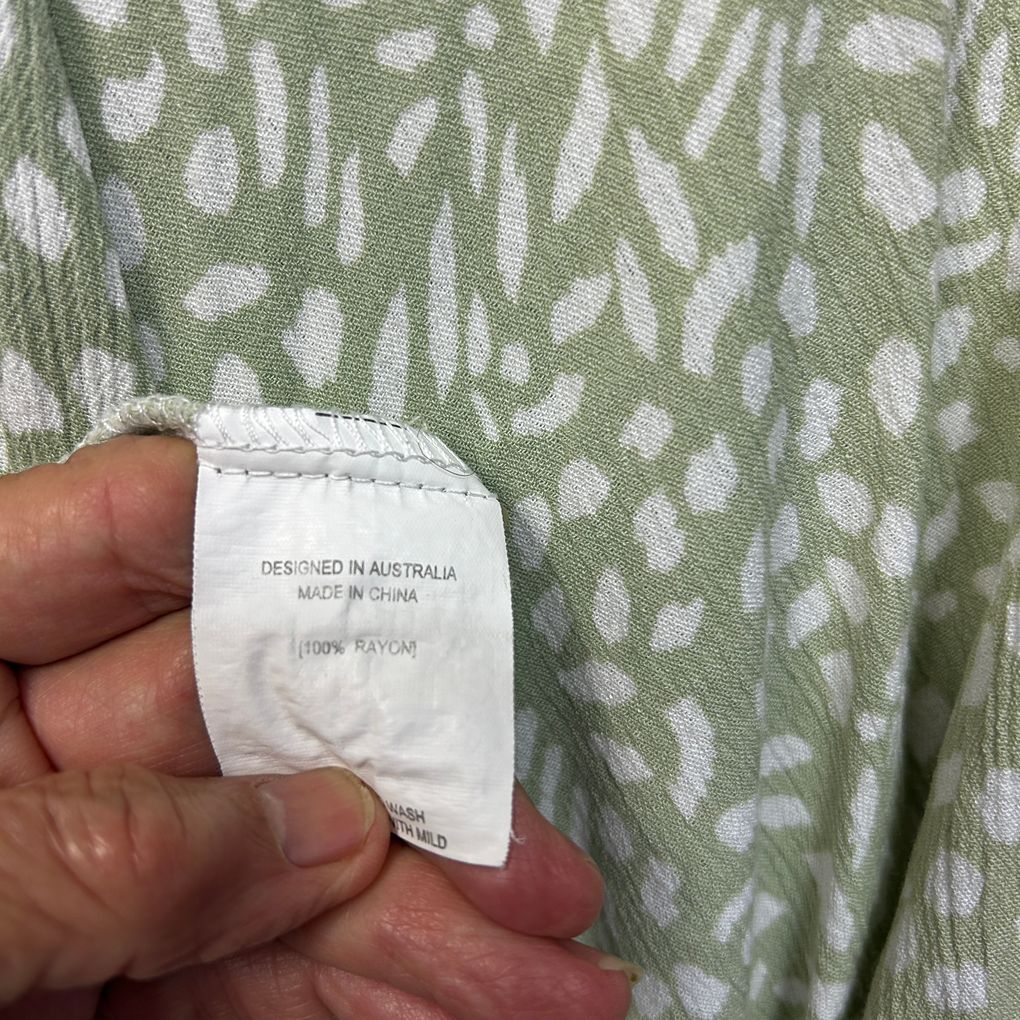 Ebby and I Sage Green Print Dress - Size M/L
