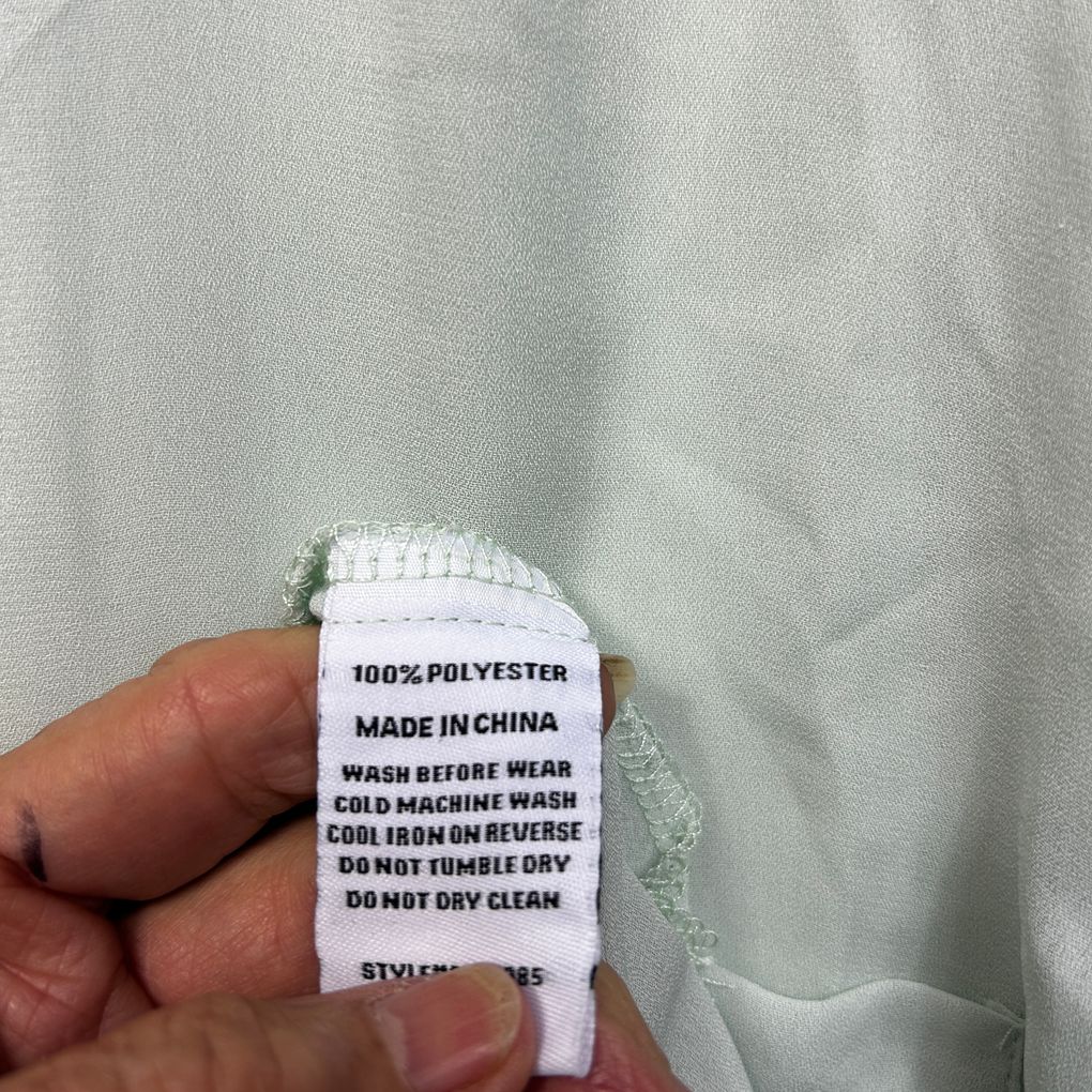 Atmos & Here Mint Green Tie Neck Blouse - Size 18