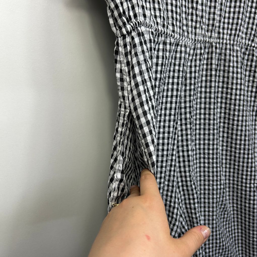 Keshet Black & White Gingham Cotton Jumpsuit - Size L/XL