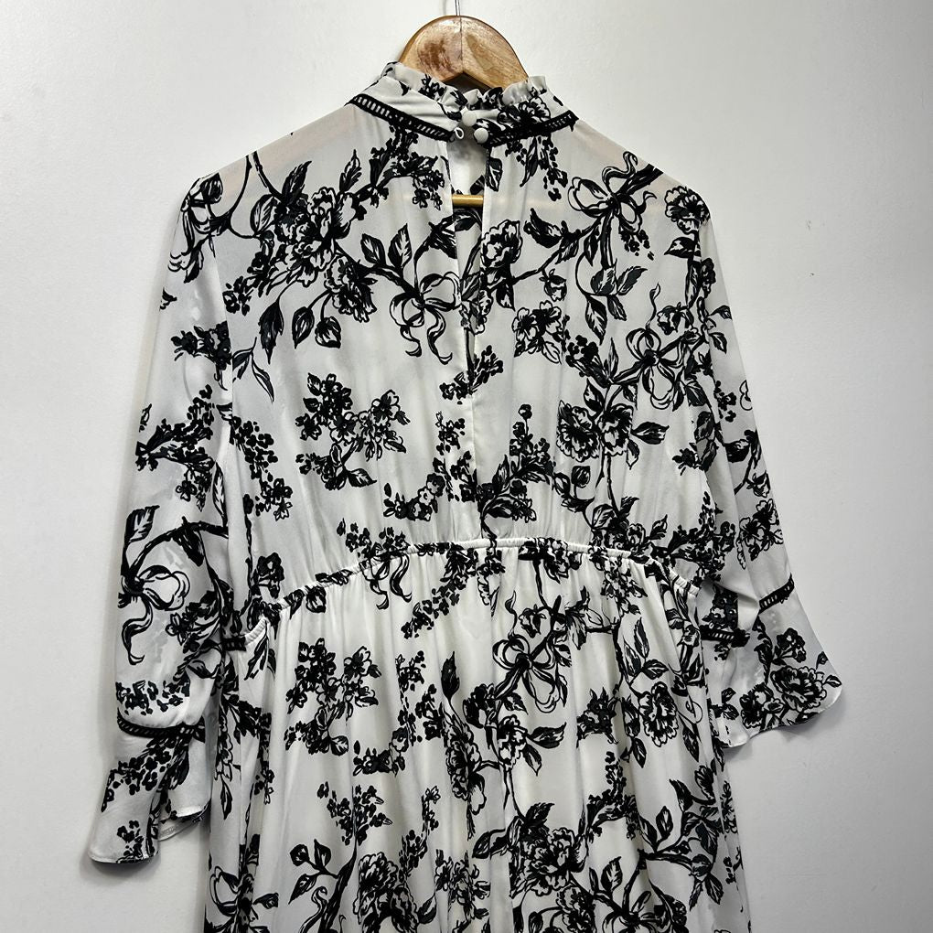 Simply Be White Floral Dress - Size 16