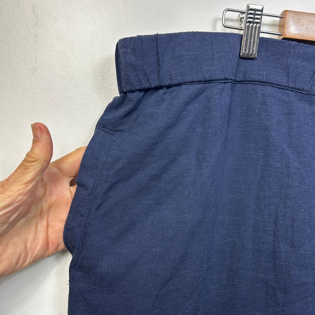 Autograph Navy Linen Pull On Pants - Size 30