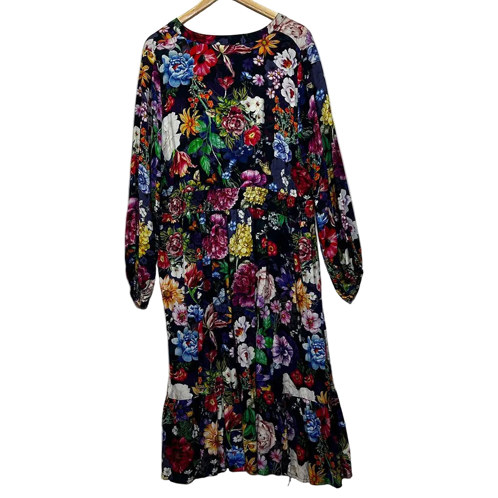 Virtuelle Navy Floral Long Sleeve Maxi Dress - Size 18