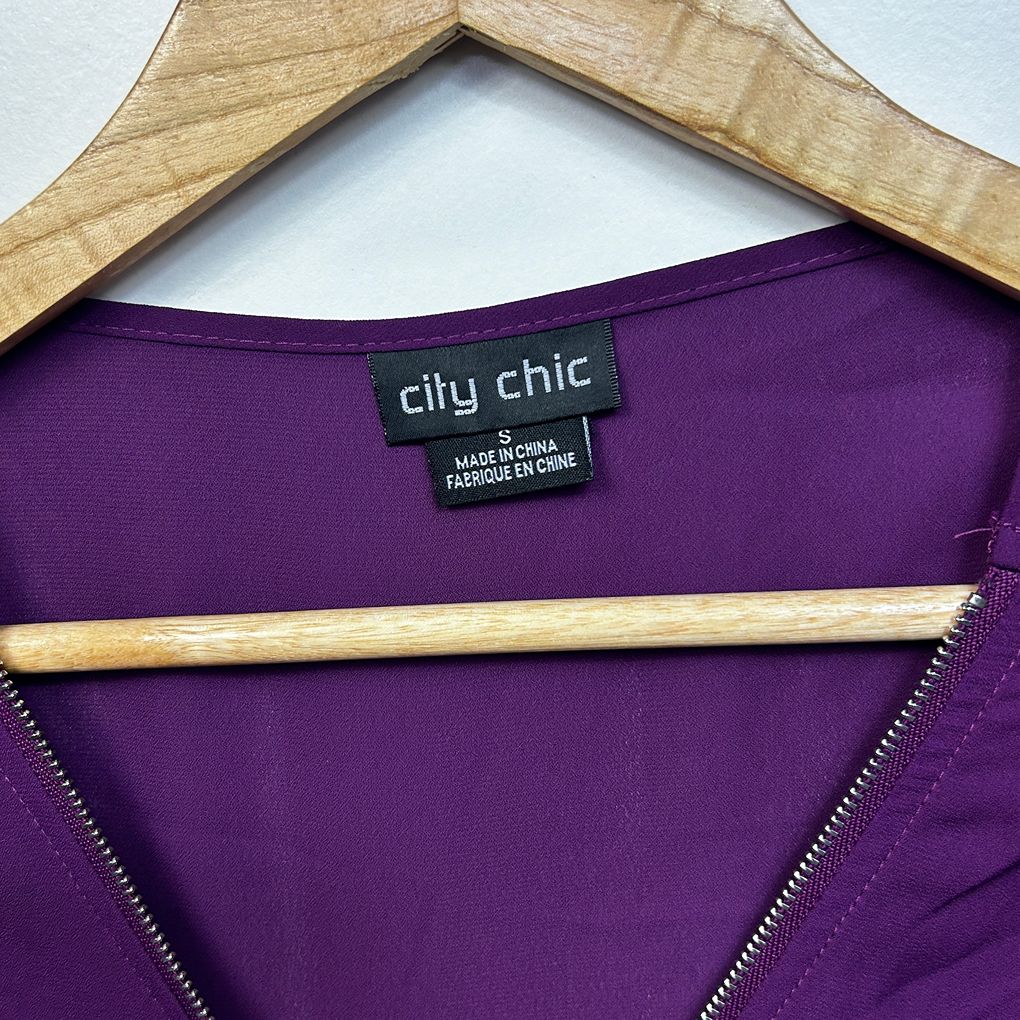 City Chic Purple Long Sleeve Top - Size 16/S