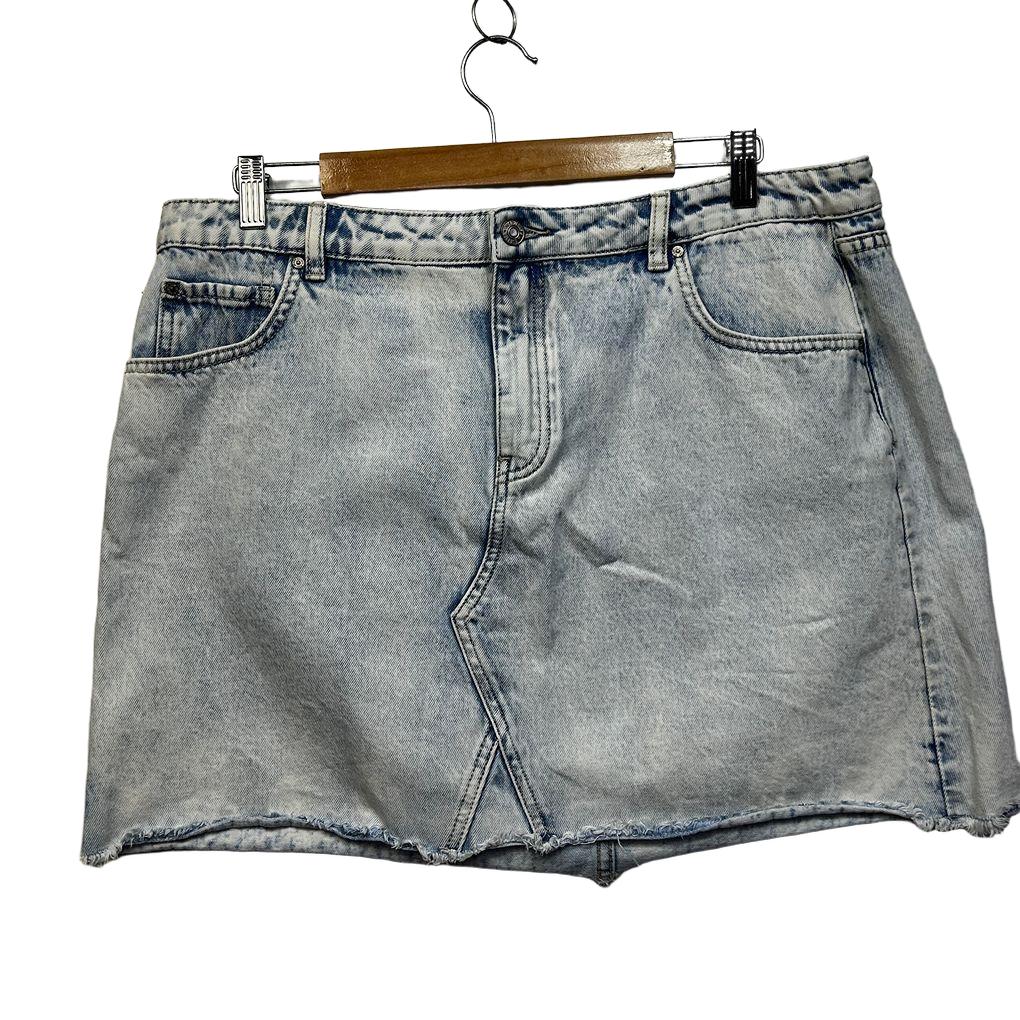 Just Jeans Mid Rise Distressed Hem Cotton Denim Skirt - Size 16