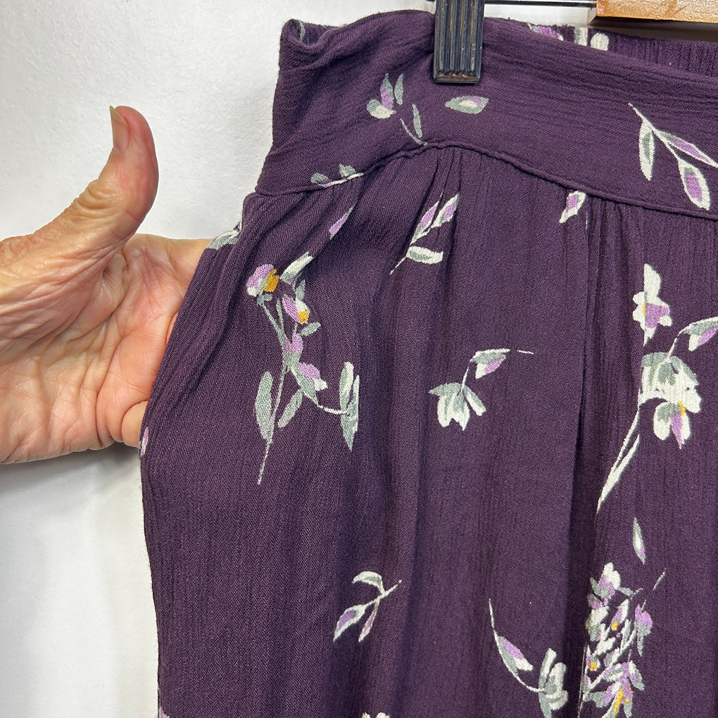 Tree of Life Purple Floral Boho Maxi Skirt - Size XL