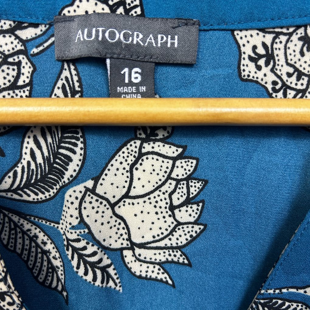 Autograph Blue Floral Plus Size Tunic Top - Size 16