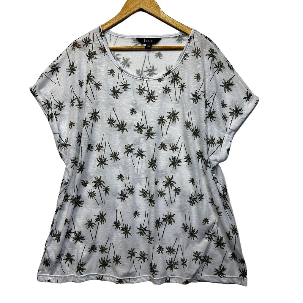 Beme White Palm Print Top - Size 20/L