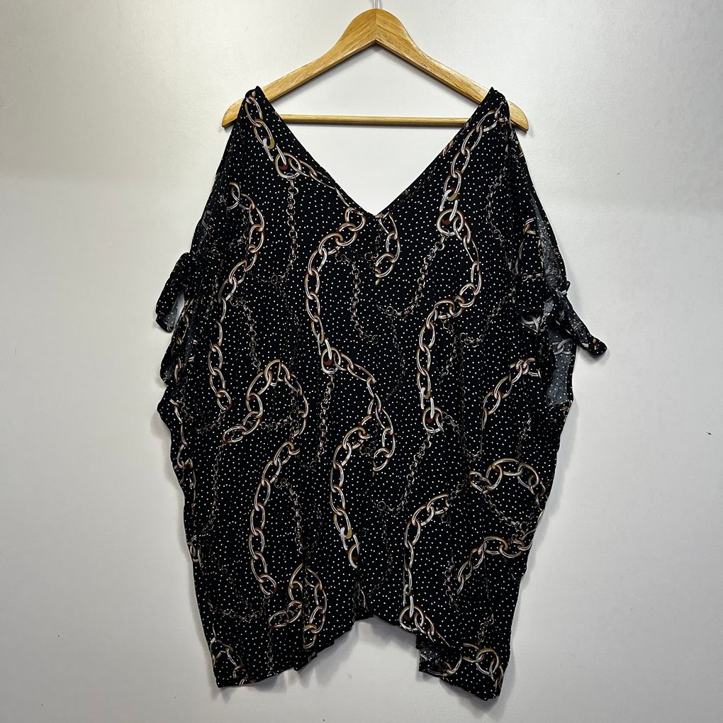 Autograph Black Chain Print Top - Size 22/24