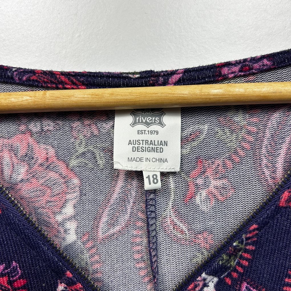Rivers Purple Floral Plus Size Top - Size 18