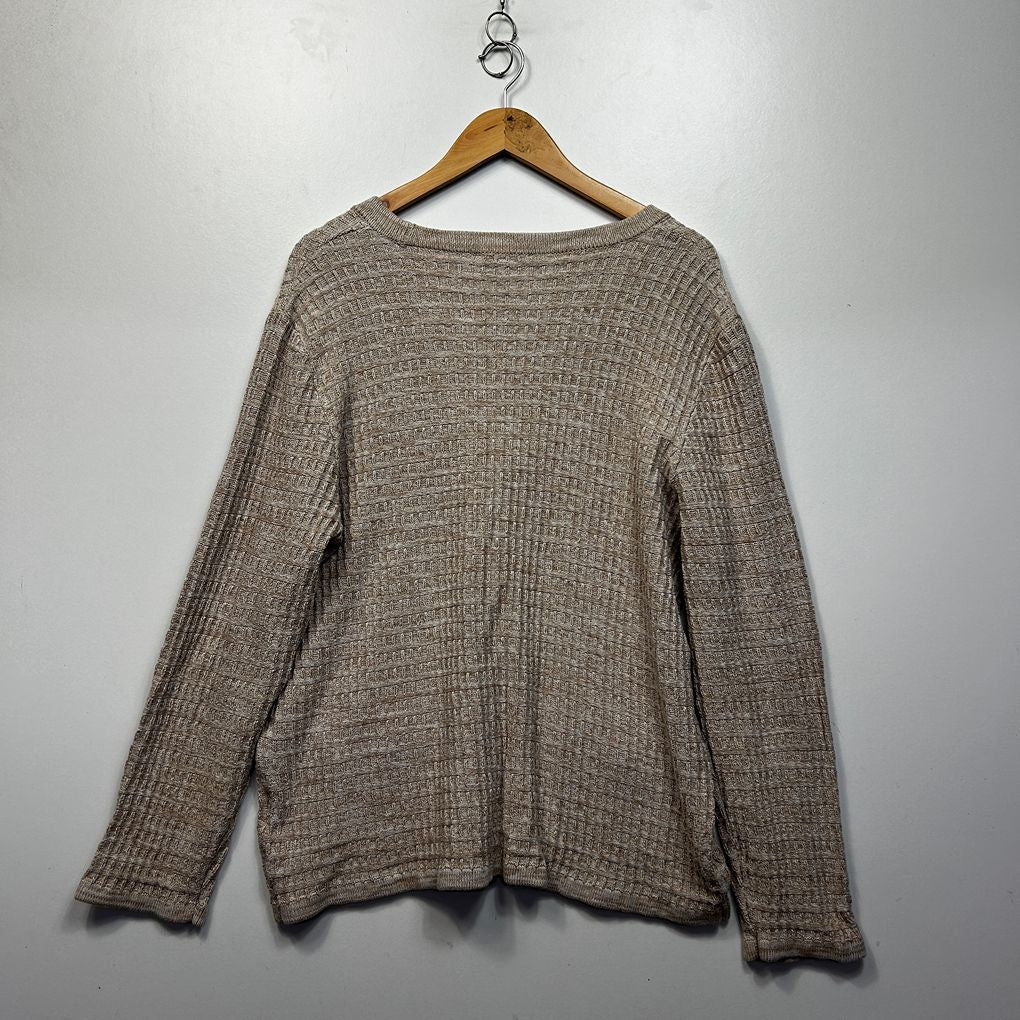 Suzanne Grae Beige Plus Size Cotton Cardigan - Size 2XL
