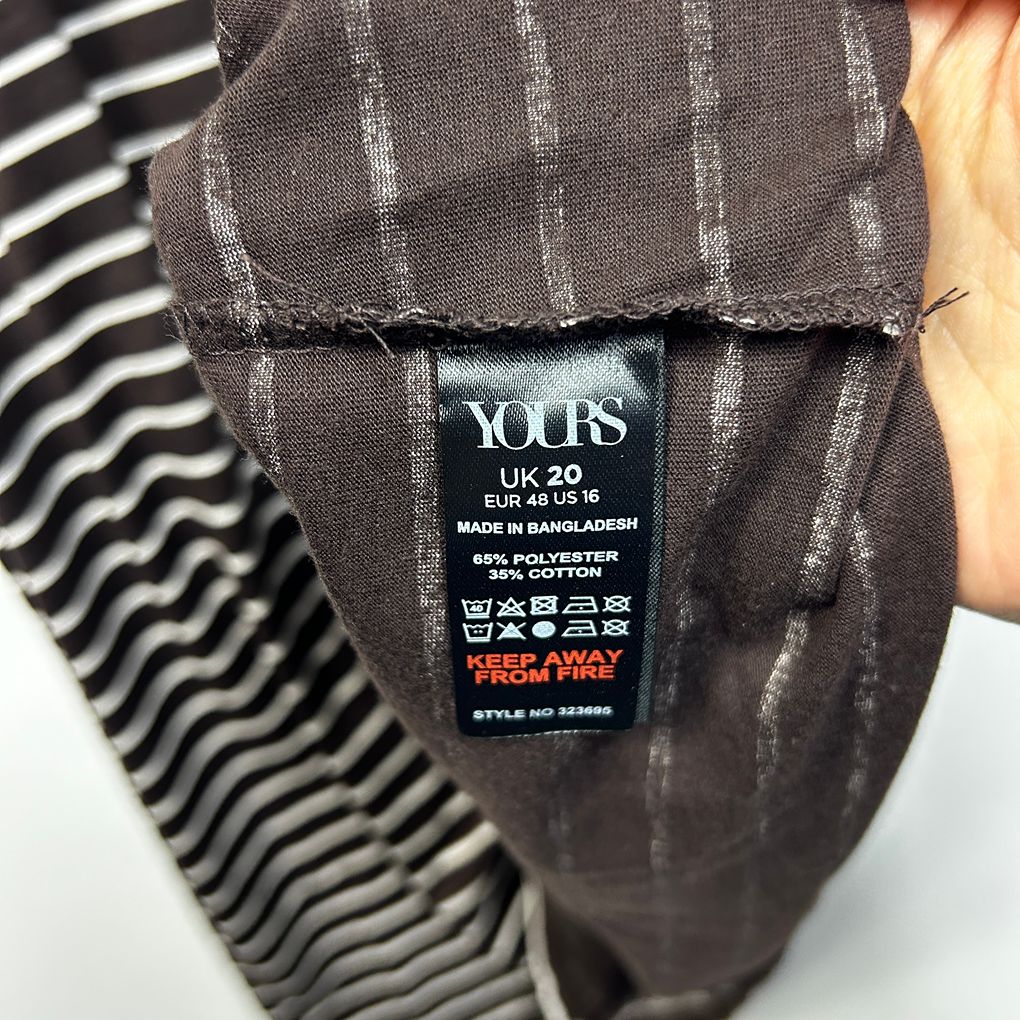 Yours Chocolate Plus Size Cotton Striped Top - Size 20