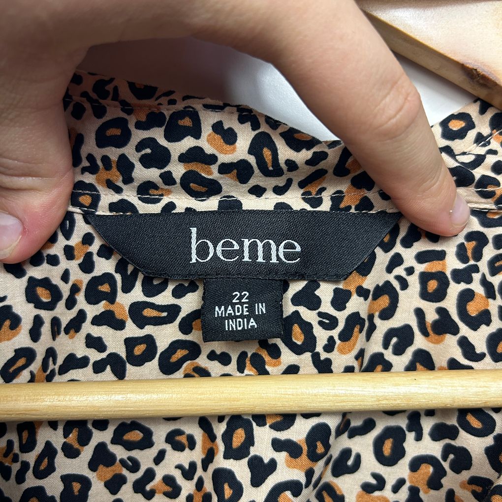 Beme Leopard Print Plus Size Cotton Shirt - Size 22