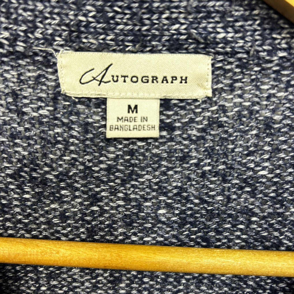 Autograph Navy Marle Knit Cotton Vest - Size 18/M