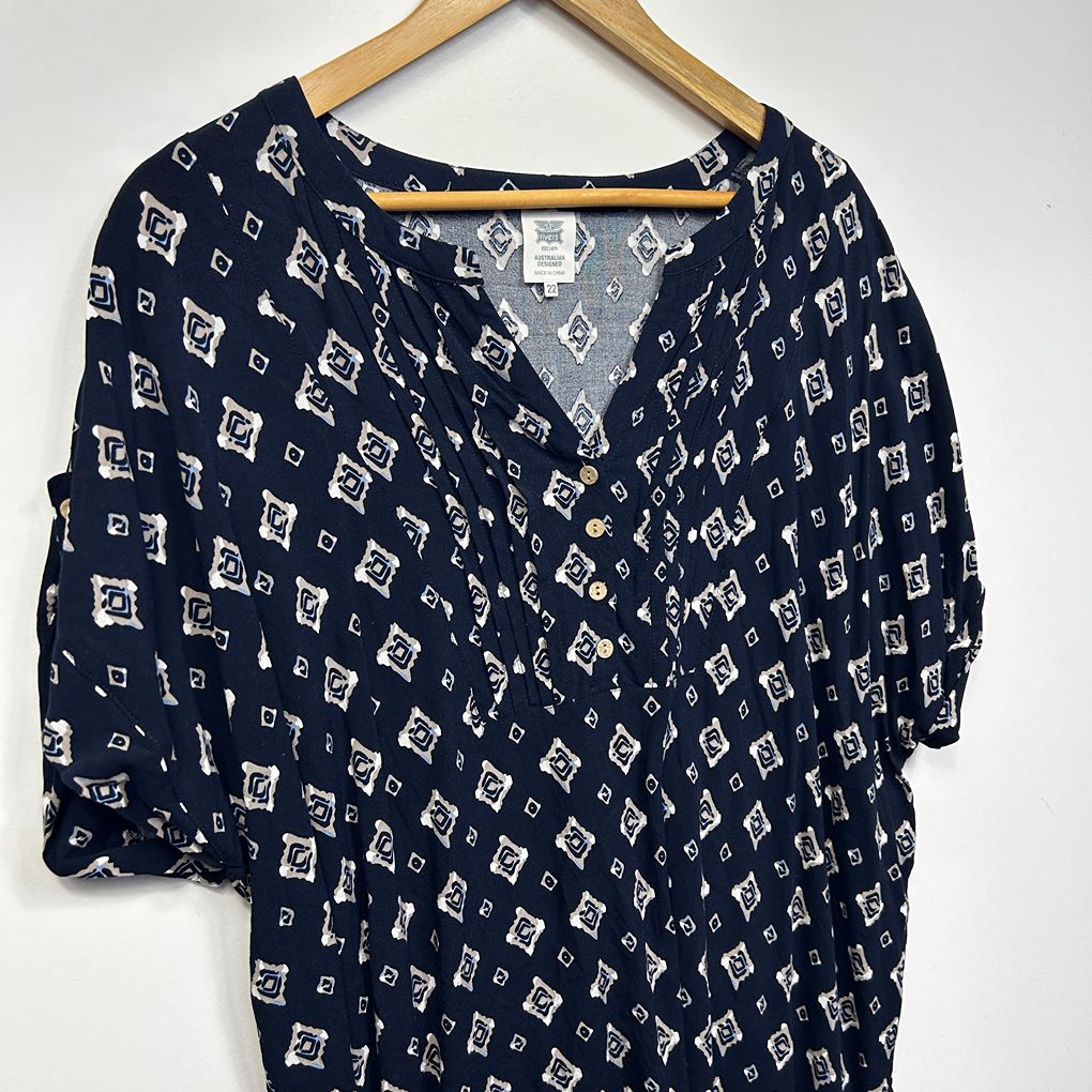 Rivers Navy Plus Size Print Top - Size 22