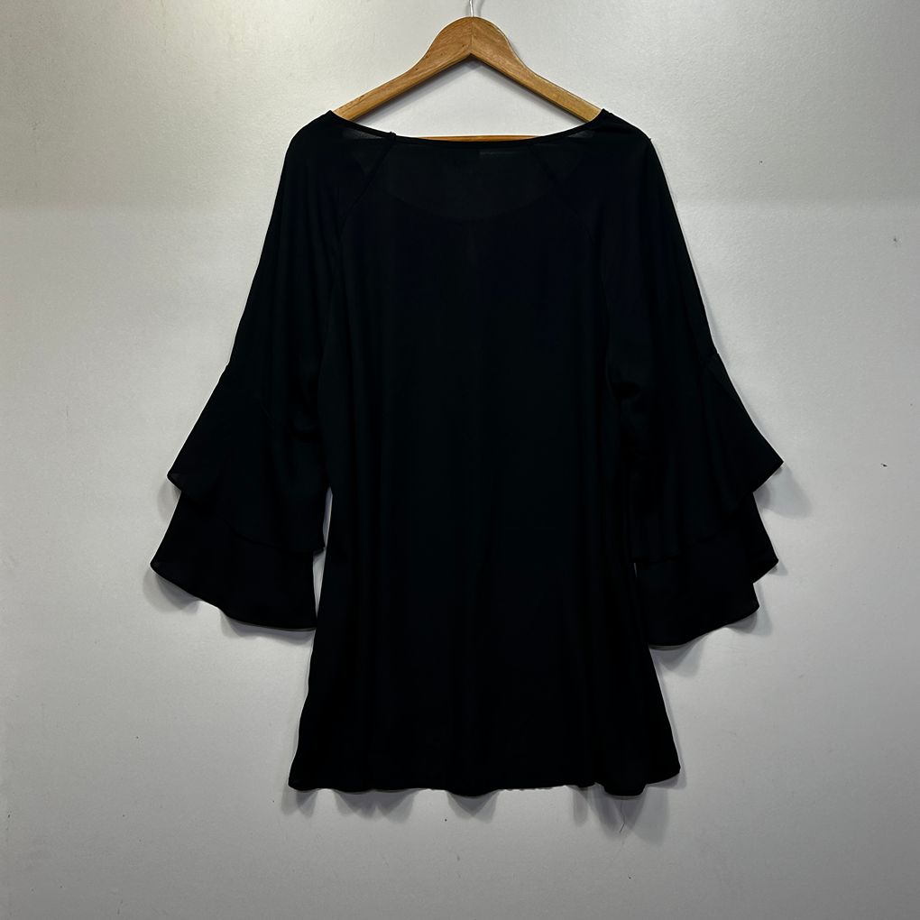 Autograph Black Frill Sleeve Top - Size 20