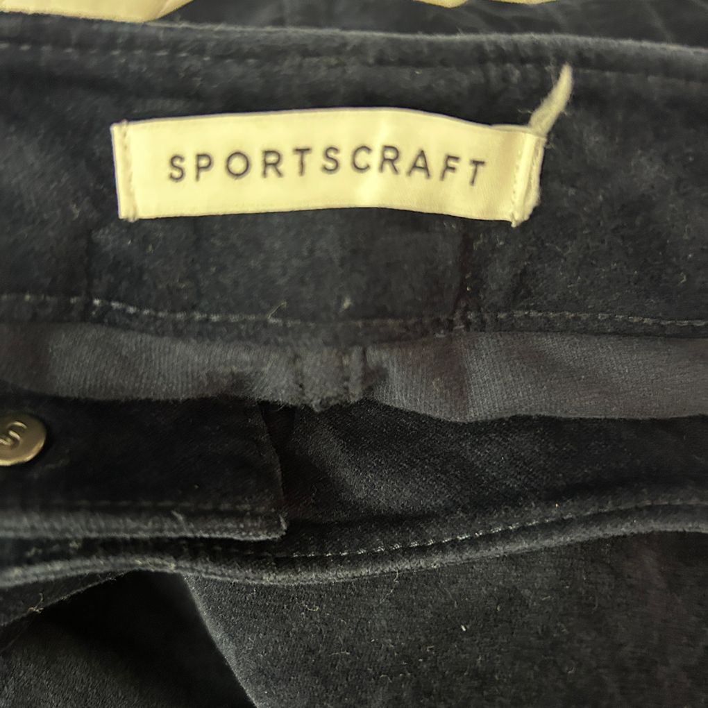 Sportscraft Navy Cotton Velvet Feel Pants - Size 18