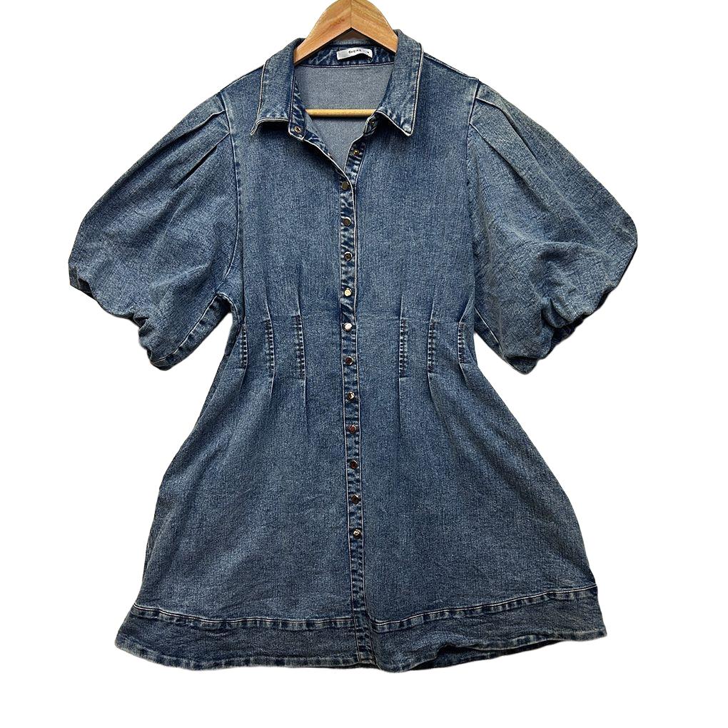 Sheike Blue Cotton Denim Dress - Size 14