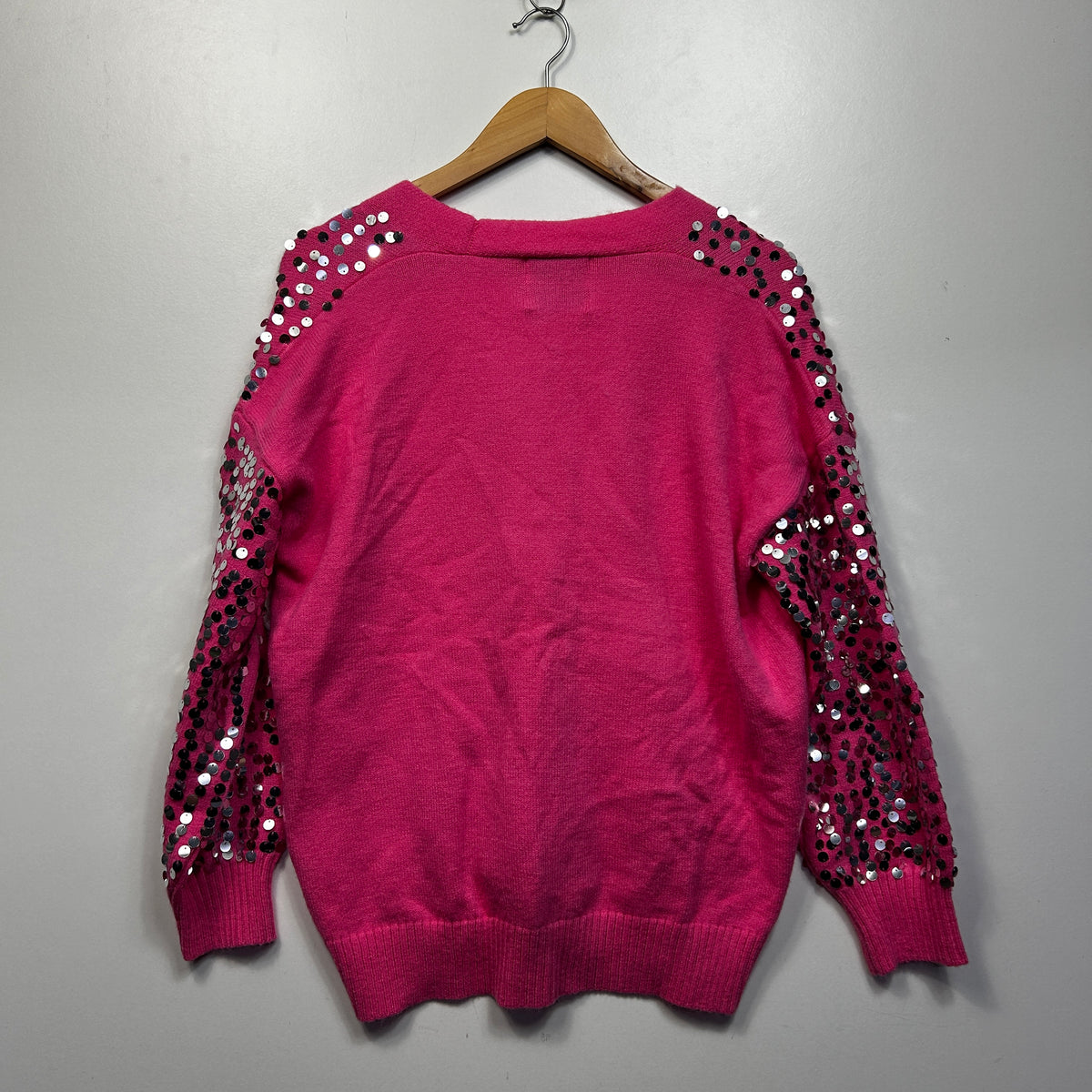 She Street Pink Sequin Cardigan - Size L/XL