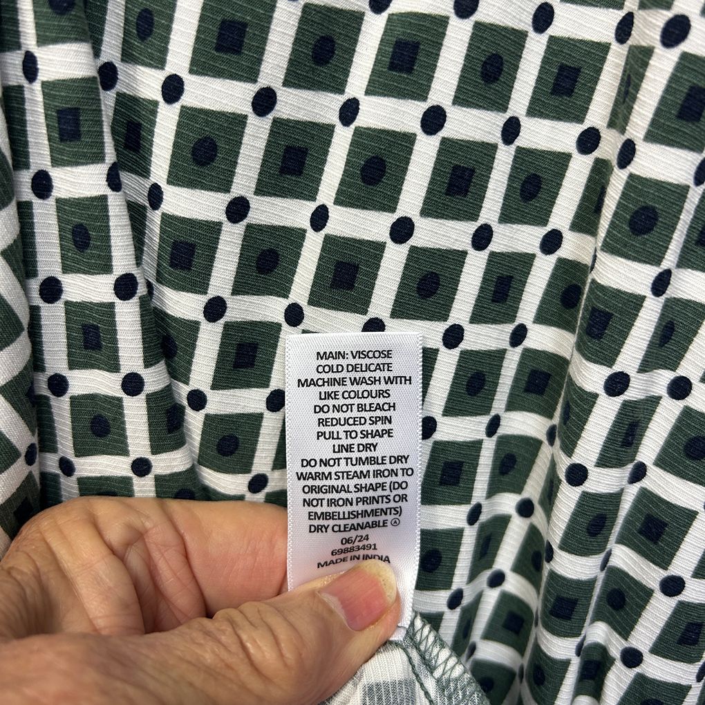 Target Green Geometric Print Oversized Sleeve Dress - Size 16